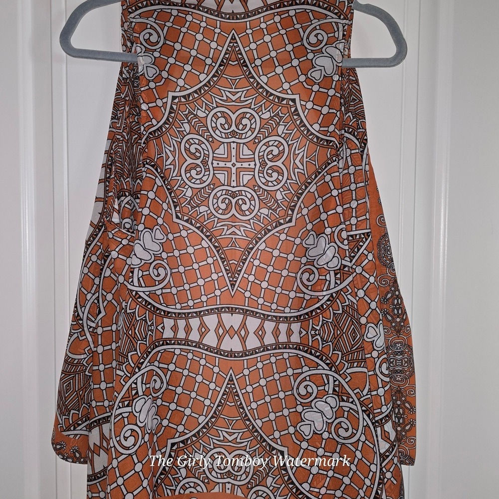 University of Texas Longhorns Orange Geometric Print Sleeveless Duster Vest L XL - Picture 6 of 16